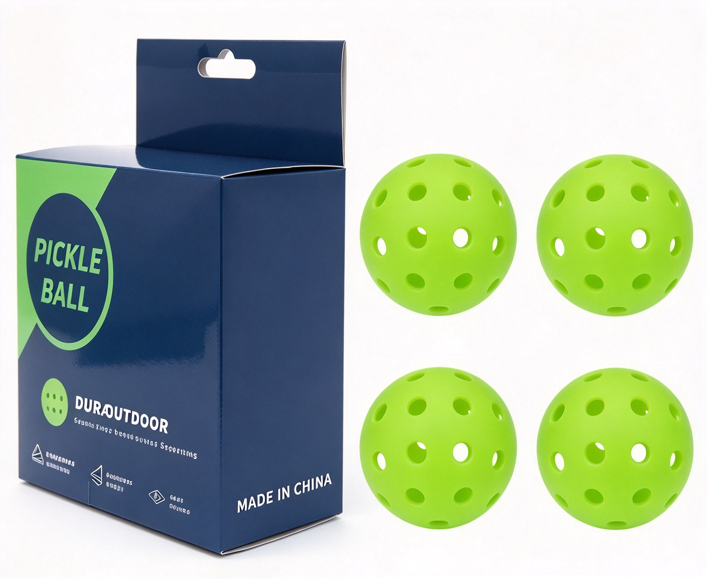 Boxed 40-Hole Injection Pickleball, TPE (4pcs/box) 更换球拍面图并简化底部 20