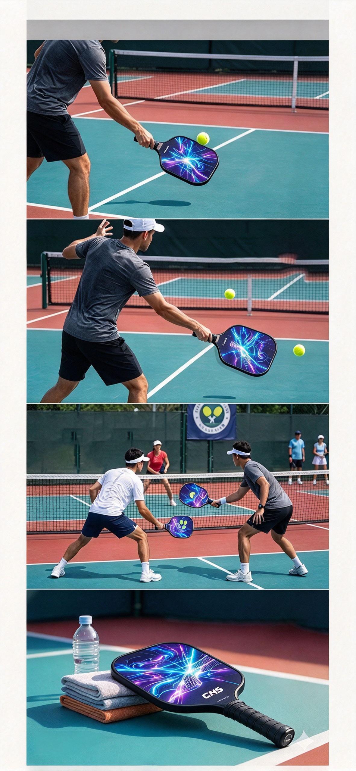 T300 Carbon Fiber Pickleball Paddle – Indoor & Outdoor Play, Enhanced Spin & Control 更换球拍面图并简化底部 3 Scaled