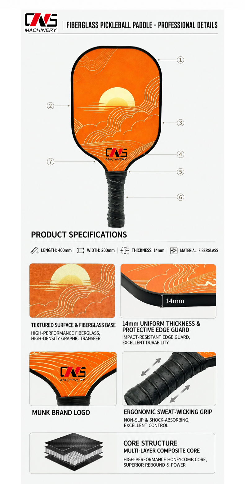 Fiberglass Pickleball Paddle – Indoor & Outdoor Play, Beginner Friendly 详情页 2